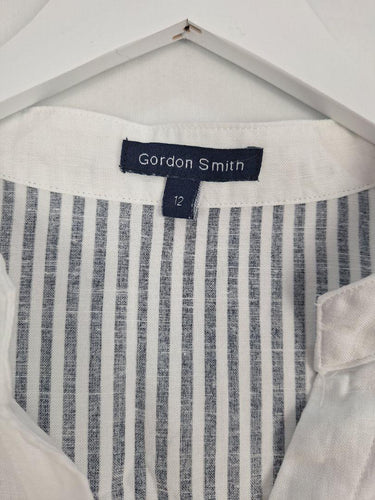 Gordon Smith Timeless Semi Sheer Striped Linen Top Size 12 by SwapUp-Online Second Hand Store-Online Thrift Store