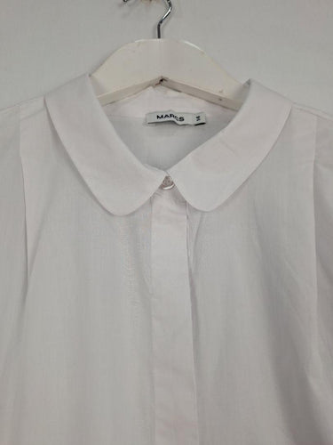 Crisp Semi Sheer Office Staple Dress Blouse Size 14 by SwapUp-Online Second Hand Store-Online Thrift Store
