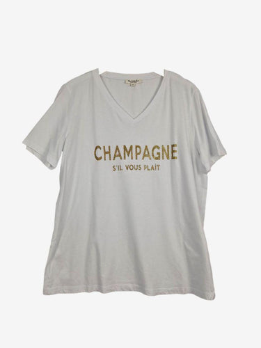 Threadz Gold Glitter Champagne V-Neck T-shirt Size M by SwapUp-Online Second Hand Store-Online Thrift Store