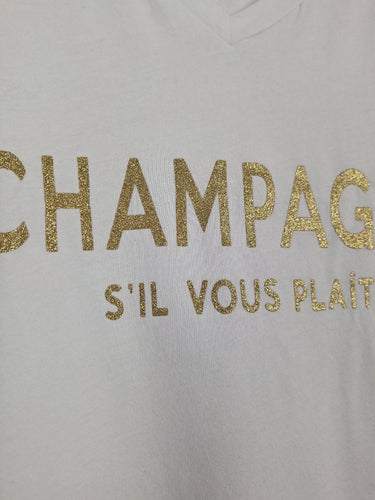 Threadz Gold Glitter Champagne V-Neck T-shirt Size M by SwapUp-Online Second Hand Store-Online Thrift Store