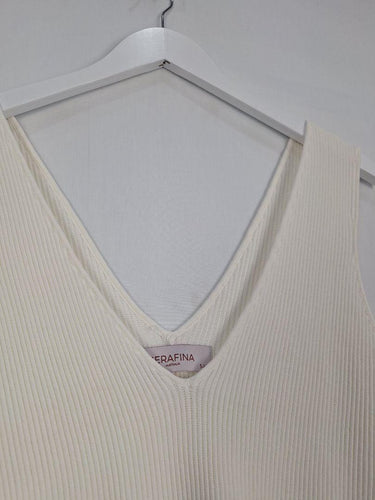 Serafina Ribbed Deep V Fitted Top Size 14 by SwapUp-Online Second Hand Store-Online Thrift Store