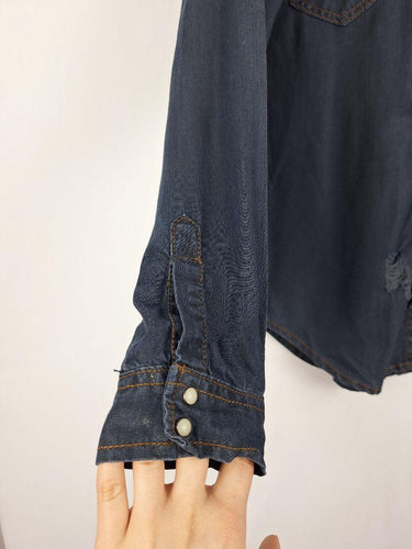 One Teaspoon Distressed Indigo Capri Liberty Shirt Size S by SwapUp-Online Second Hand Store-Online Thrift Store