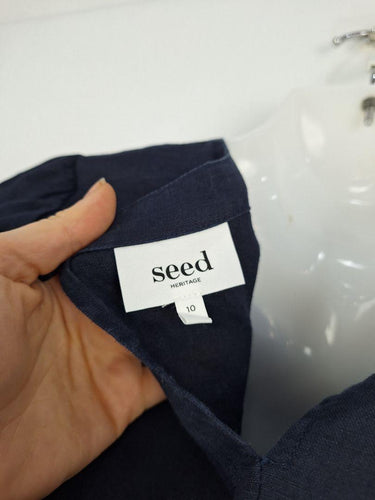 Seed Navy Puff Sleeved Mini Dress Size 10 by SwapUp-Online Second Hand Store-Online Thrift Store
