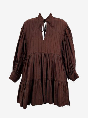 Shona Joy Chocolate Ella Balloon Sleeve Mini Dress Size 10 by SwapUp-Online Second Hand Store-Online Thrift Store