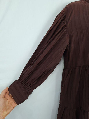Shona Joy Chocolate Ella Balloon Sleeve Mini Dress Size 10 by SwapUp-Online Second Hand Store-Online Thrift Store