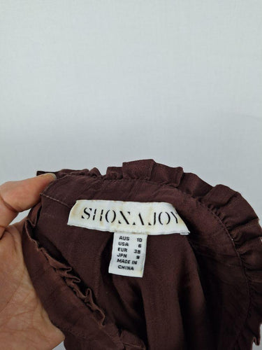 Shona Joy Chocolate Ella Balloon Sleeve Mini Dress Size 10 by SwapUp-Online Second Hand Store-Online Thrift Store