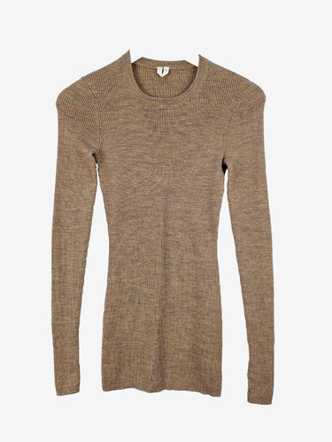 Arket Mocha Fitted Crew Neck Staple Jumper Size XS by SwapUp-Online Second Hand Store-Online Thrift Store