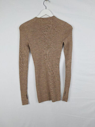 Arket Mocha Fitted Crew Neck Staple Jumper Size XS by SwapUp-Online Second Hand Store-Online Thrift Store