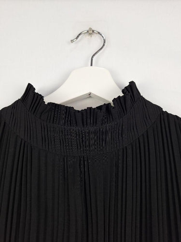 Second-Hand - Maje Ruffle Neck Micro Pleat Top Size S - SwapUp