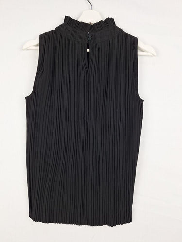 Second-Hand - Maje Ruffle Neck Micro Pleat Top Size S - SwapUp