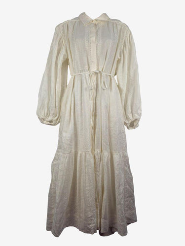 Shona Joy Elegant Cosmo Embroidered Puffy Sleeves Midi Dress Size 6 by SwapUp-Online Second Hand Store-Online Thrift Store