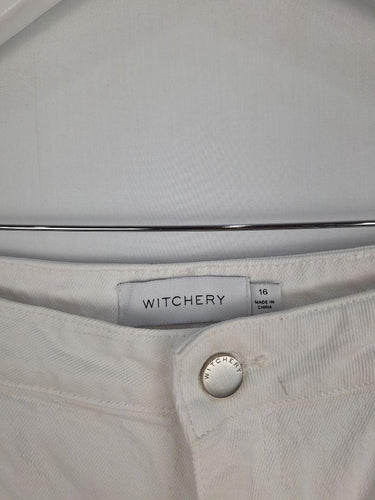 Witchery White Straight Leg Denim Pants Size 16 by SwapUp-Online Second Hand Store-Online Thrift Store