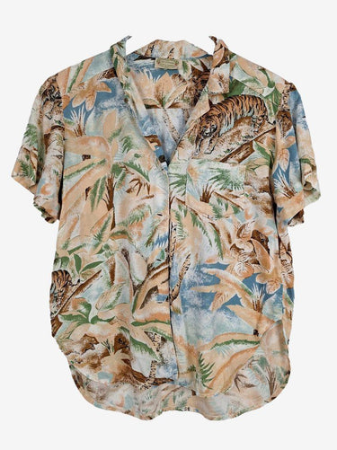 Utility Wear Tiger Tropical Pattern Collared Shirt Size 8 by SwapUp-Online Second Hand Store-Online Thrift Store