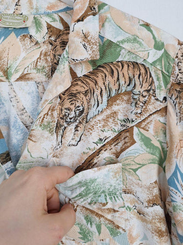 Utility Wear Tiger Tropical Pattern Collared Shirt Size 8 by SwapUp-Online Second Hand Store-Online Thrift Store