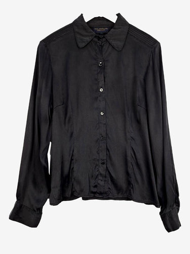 Paul Costelloe Silk Blend Classy Black Collared Shirt Size 12 by SwapUp-Online Second Hand Store-Online Thrift Store