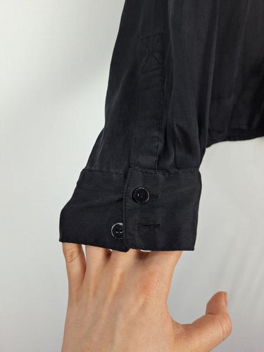 Paul Costelloe Silk Blend Classy Black Collared Shirt Size 12 by SwapUp-Online Second Hand Store-Online Thrift Store