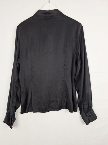 Paul Costelloe Silk Blend Classy Black Collared Shirt Size 12 by SwapUp-Online Second Hand Store-Online Thrift Store