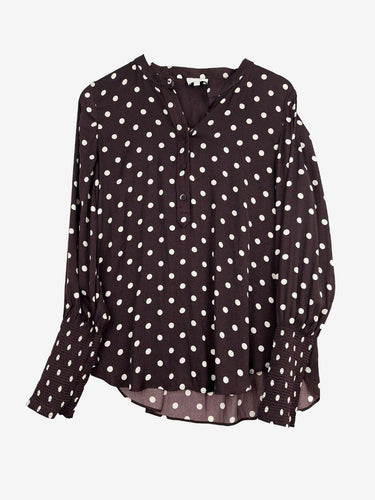 Witchery Chocolate Spotted Everyday Blouse Size 12 by SwapUp-Online Second Hand Store-Online Thrift Store