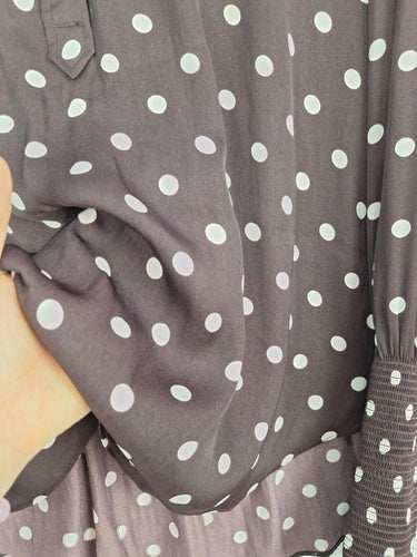 Witchery Chocolate Spotted Everyday Blouse Size 12 by SwapUp-Online Second Hand Store-Online Thrift Store