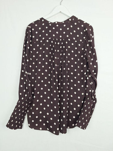 Witchery Chocolate Spotted Everyday Blouse Size 12 by SwapUp-Online Second Hand Store-Online Thrift Store