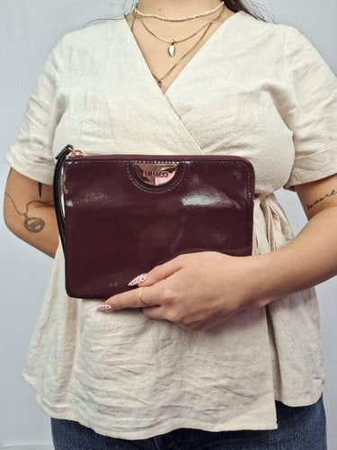 Mimco Burgundy Patent Leather Wristlet Size None by SwapUp-Online Second Hand Store-Online Thrift Store