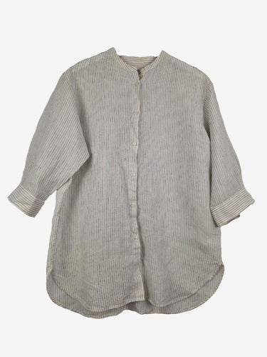 Muji Collarless Striped Linen Shirt Size M by SwapUp-Online Second Hand Store-Online Thrift Store