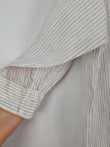 Muji Collarless Striped Linen Shirt Size M by SwapUp-Online Second Hand Store-Online Thrift Store