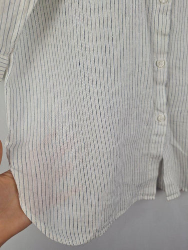 Muji Collarless Striped Linen Shirt Size M by SwapUp-Online Second Hand Store-Online Thrift Store