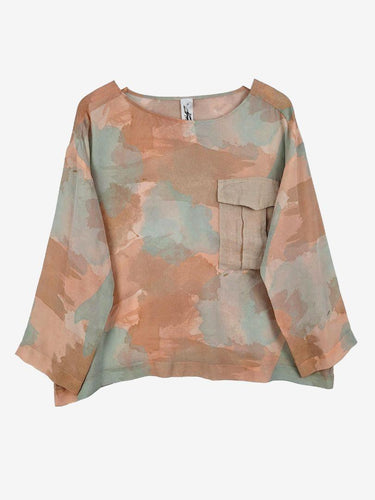 M A Dainty Faded Watercolor Silk Blouse Size 10 by SwapUp-Online Second Hand Store-Online Thrift Store