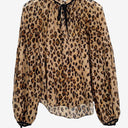 Veronica Beard Sheer Silk  Bishop Sleeve Cheeta Print Blouse Size 6 by SwapUp-Online Second Hand Store-Online Thrift Store