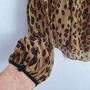 Veronica Beard Sheer Silk  Bishop Sleeve Cheeta Print Blouse Size 6 by SwapUp-Online Second Hand Store-Online Thrift Store