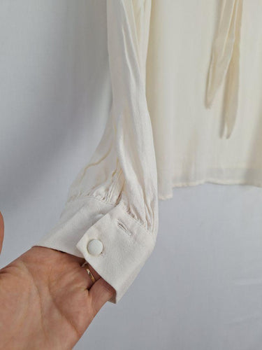 Reformation Cream Feminine Front Tie Blouse Size M by SwapUp-Online Second Hand Store-Online Thrift Store