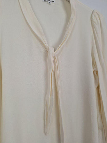 Reformation Cream Feminine Front Tie Blouse Size M by SwapUp-Online Second Hand Store-Online Thrift Store