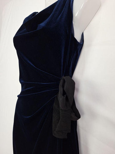 Taylor Velour Midnight Draped Cocktail Mini Dress Size 8 by SwapUp-Online Second Hand Store-Online Thrift Store