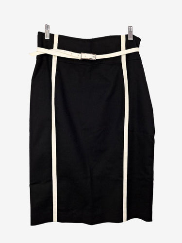 Karen Millen White Accent Belted Pencil Style Midi Skirt Size 14 by SwapUp-Online Second Hand Store-Online Thrift Store