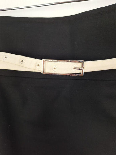 Karen Millen White Accent Belted Pencil Style Midi Skirt Size 14 by SwapUp-Online Second Hand Store-Online Thrift Store