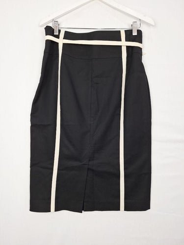 Karen Millen White Accent Belted Pencil Style Midi Skirt Size 14 by SwapUp-Online Second Hand Store-Online Thrift Store