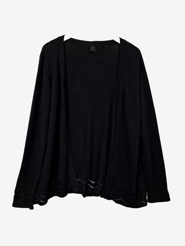 David Lawrence Sleek Black Chevron Lace Detail Cardigan Size L by SwapUp-Online Second Hand Store-Online Thrift Store