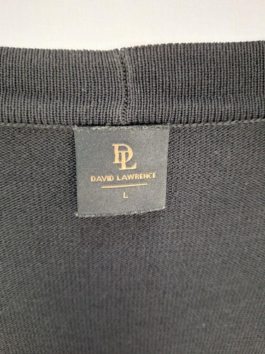David Lawrence Sleek Black Chevron Lace Detail Cardigan Size L by SwapUp-Online Second Hand Store-Online Thrift Store