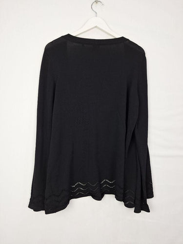 David Lawrence Sleek Black Chevron Lace Detail Cardigan Size L by SwapUp-Online Second Hand Store-Online Thrift Store