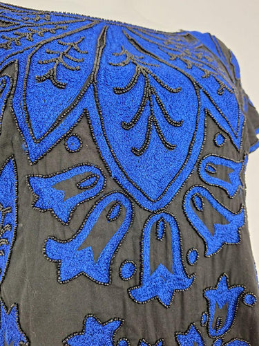 French Connection Intricate Beaded Blue Midi Dress Size 16 by SwapUp-Online Second Hand Store-Online Thrift Store