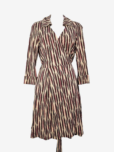 Diane von Furstenberg Groovy Silk Collared Wrap Midi Dress Size 8 by SwapUp-Online Second Hand Store-Online Thrift Store