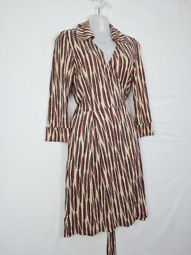 Diane von Furstenberg Groovy Silk Collared Wrap Midi Dress Size 8 by SwapUp-Online Second Hand Store-Online Thrift Store