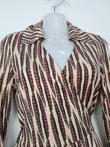 Diane von Furstenberg Groovy Silk Collared Wrap Midi Dress Size 8 by SwapUp-Online Second Hand Store-Online Thrift Store
