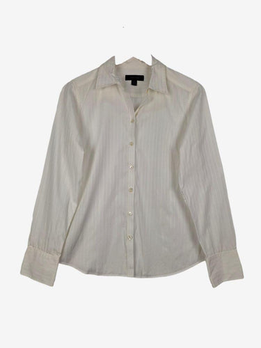 Country Road White Pinstripe Office Collared Shirt Size M by SwapUp-Online Second Hand Store-Online Thrift Store