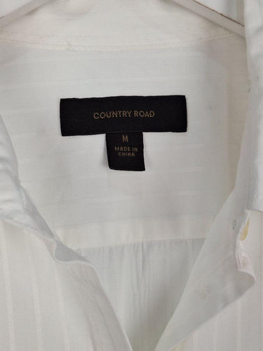 Country Road White Pinstripe Office Collared Shirt Size M by SwapUp-Online Second Hand Store-Online Thrift Store