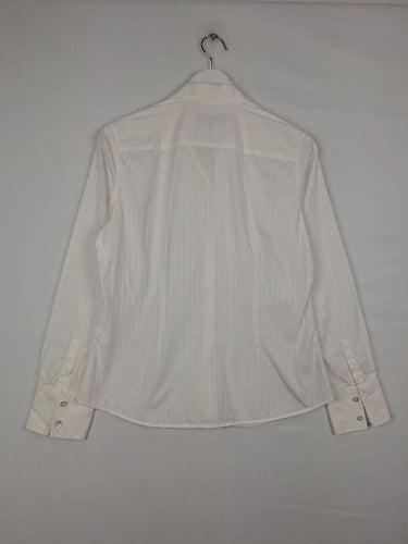Country Road White Pinstripe Office Collared Shirt Size M by SwapUp-Online Second Hand Store-Online Thrift Store