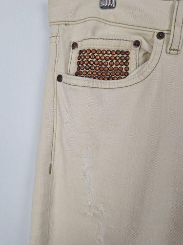 LTB Cream Copper Studded Detail Boyfriend Jeans Size 12 by SwapUp-Online Second Hand Store-Online Thrift Store