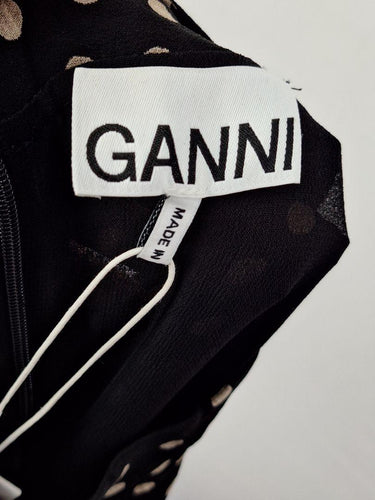 Ganni Elegant Polka Dot Mock Neck Dress Size 12 by SwapUp-Online Second Hand Store-Online Thrift Store