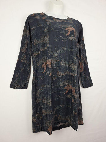 Elk Silk Shift Muted Patterned Dress Size L by SwapUp-Online Second Hand Store-Online Thrift Store